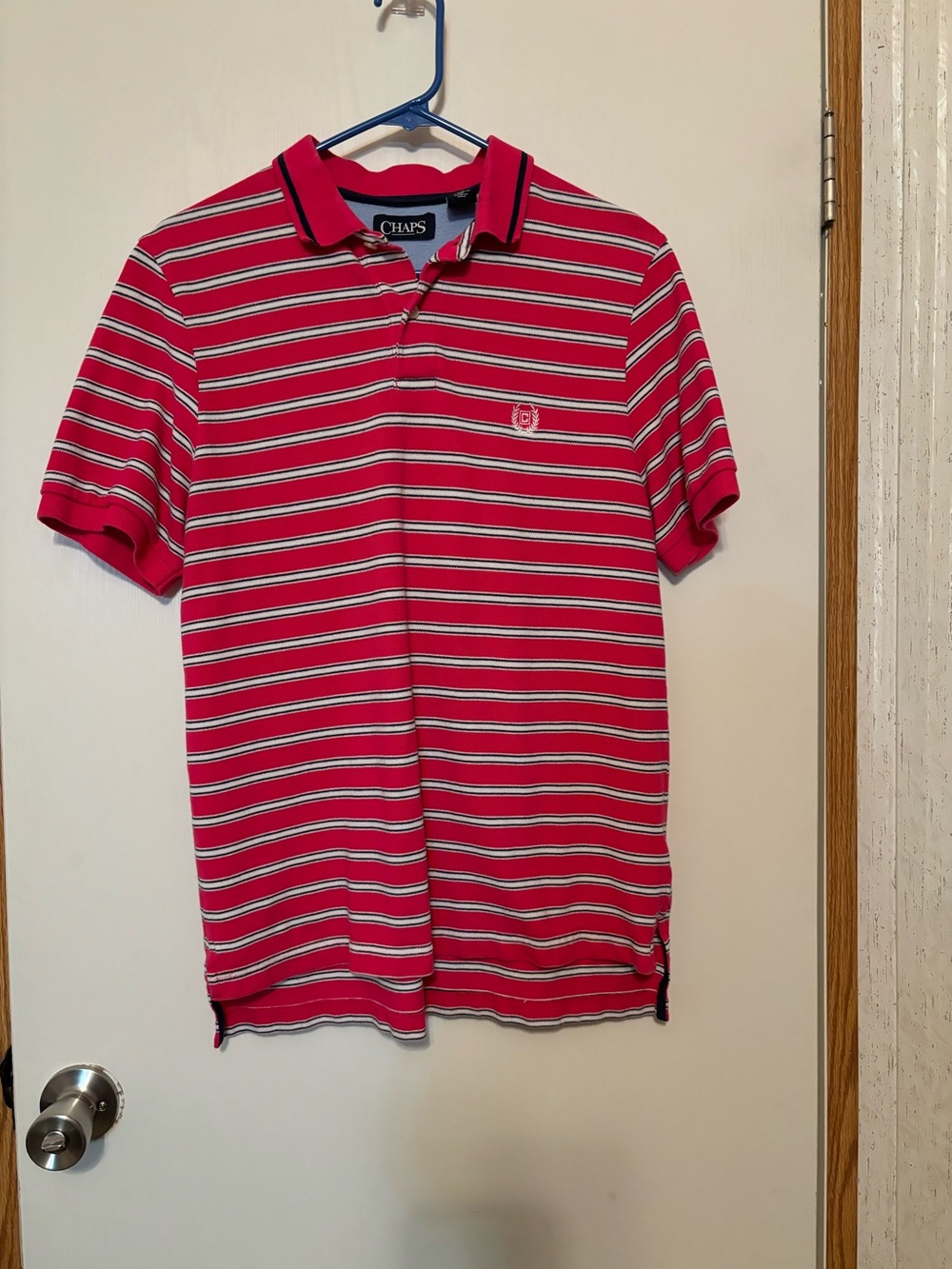 Chaps Men’s Hot Pink Striped Polo Shirt